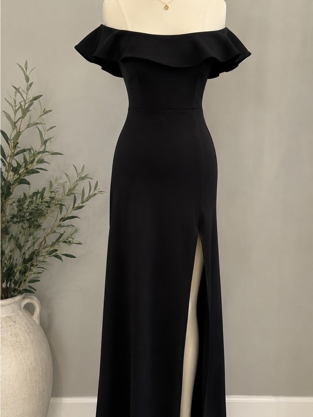 Charlotte Russe Black Strapless Ruffle Evening Gown